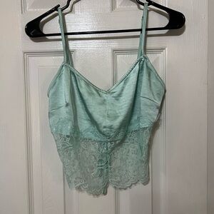 Forever 21 Mint Green Lace Trim Cami Top